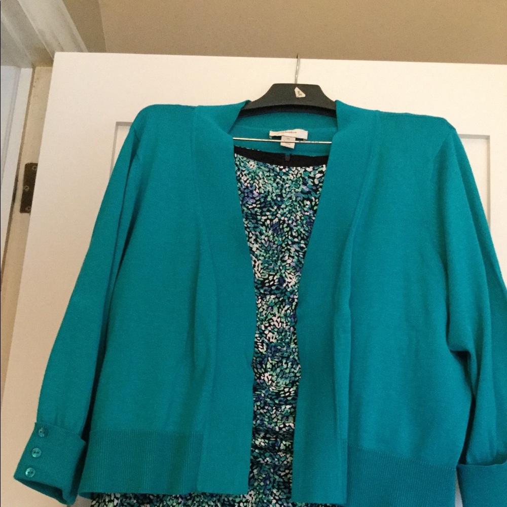CJ Banks Blue and Green Midi Dress - Picture 3 of 4